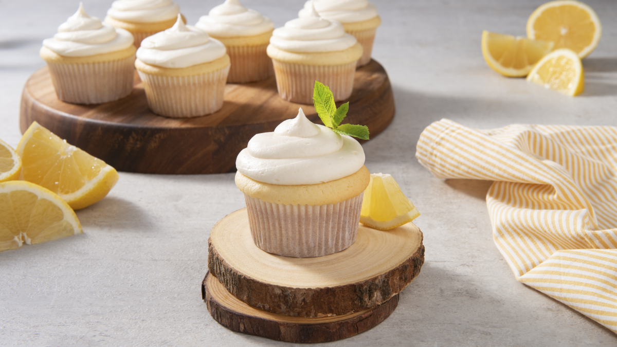 Frosted Lemon Pound Cupcakes